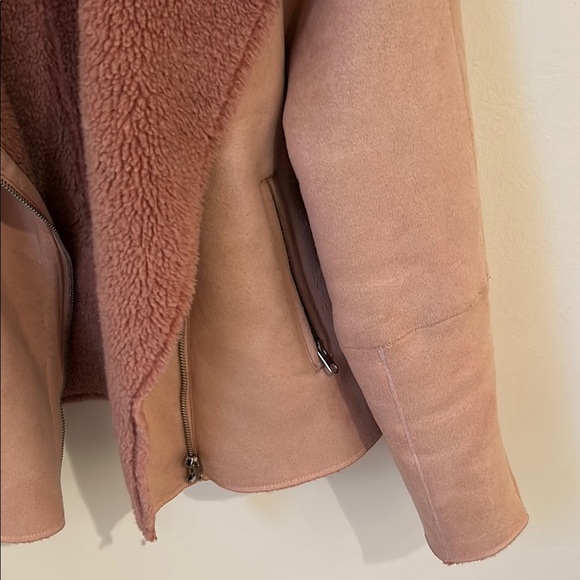 Zara Pink Teddy Jacket with Oversized Collar - Picture 4 of 7